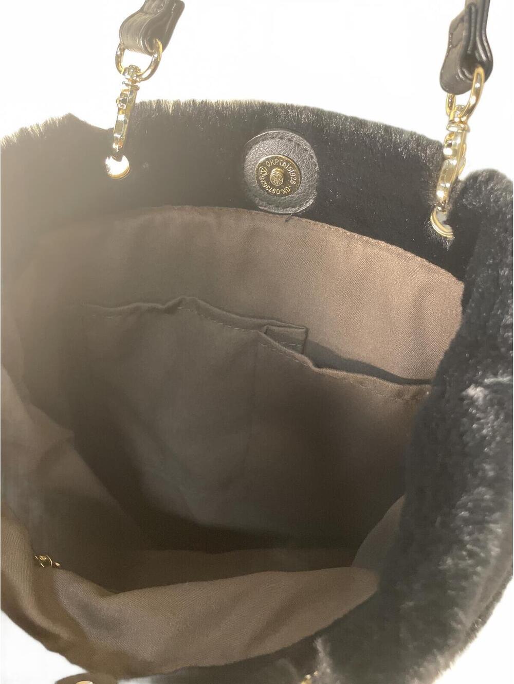 Black Faux Fur Tote Bag Purse Womens Barbiecore Furry Soft - Picture 4 of 7